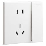 乐鱼开关插座 淳逸 玉兰白 带双控开关连体二三插座 五孔带开