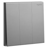 乐鱼开关插座 淳逸 深砂银 三位单控开关 三开单控 10AX