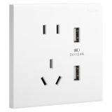 乐鱼开关插座 淳逸 玉兰白 带二三插USB充电插座 五孔带USB插座