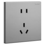 乐鱼开关插座 淳逸 深砂银 连体二三插座 五孔插座 10A