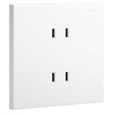 乐鱼开关插座 淳逸 玉兰白 双联二扁插座 四孔插座 10A