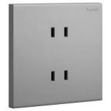 乐鱼开关插座 淳逸 深砂银 双联二扁插座 四孔插座 10A