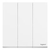 乐鱼开关插座 仕典Plus 陶瓷白 三位单控开关 三开单控(镶银边) 10AX