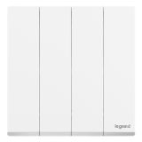 乐鱼开关插座 仕典Plus 陶瓷白 四位单控开关 四开单控(镶银边) 10AX